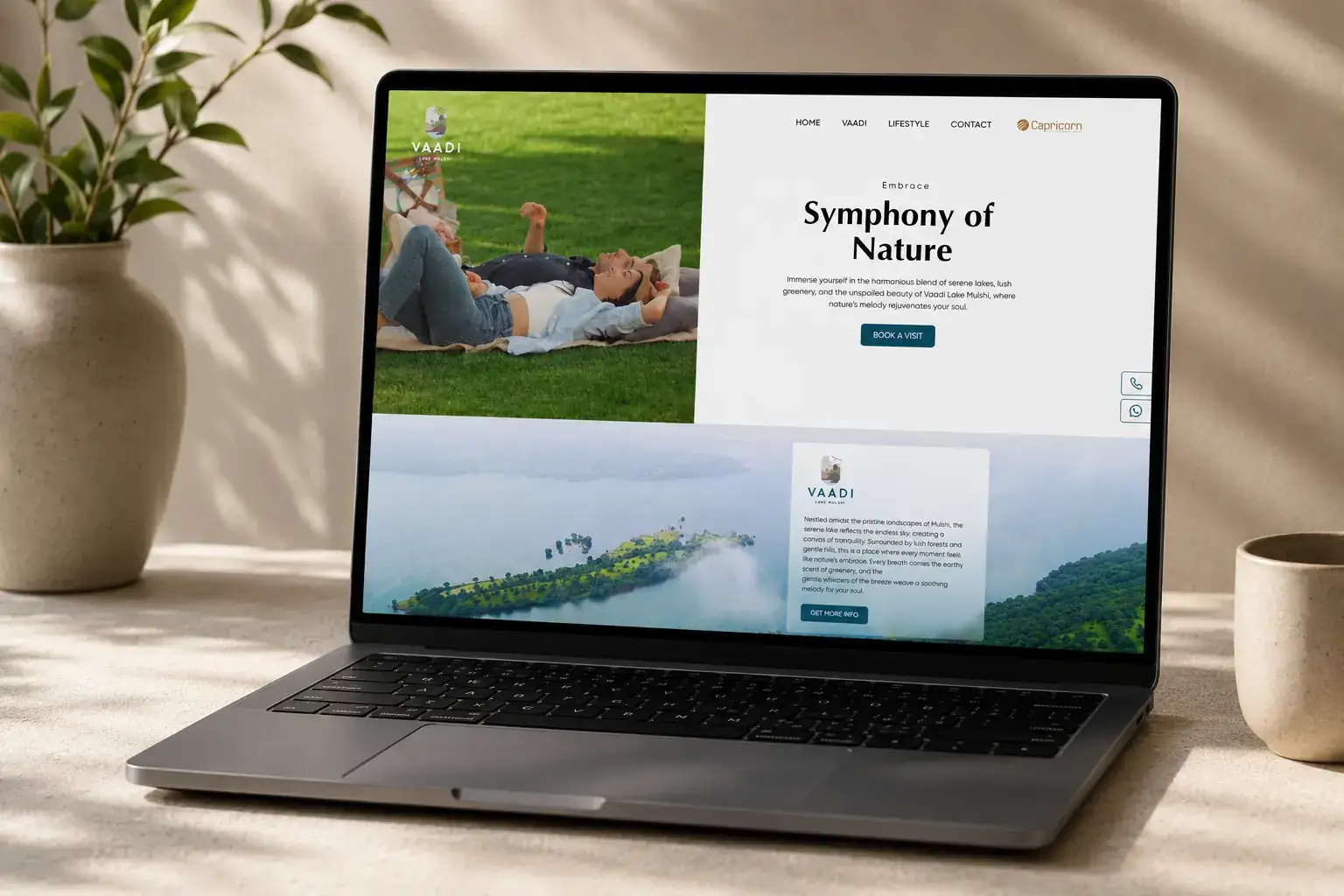 Vaadi Lake Mulshi website on a laptop