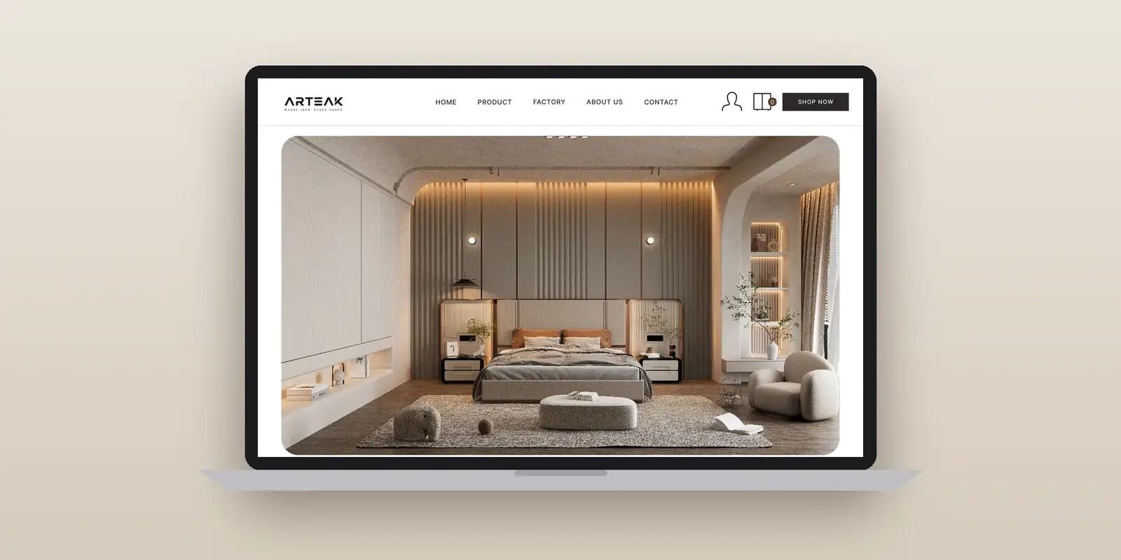 Arteak website on a laptop