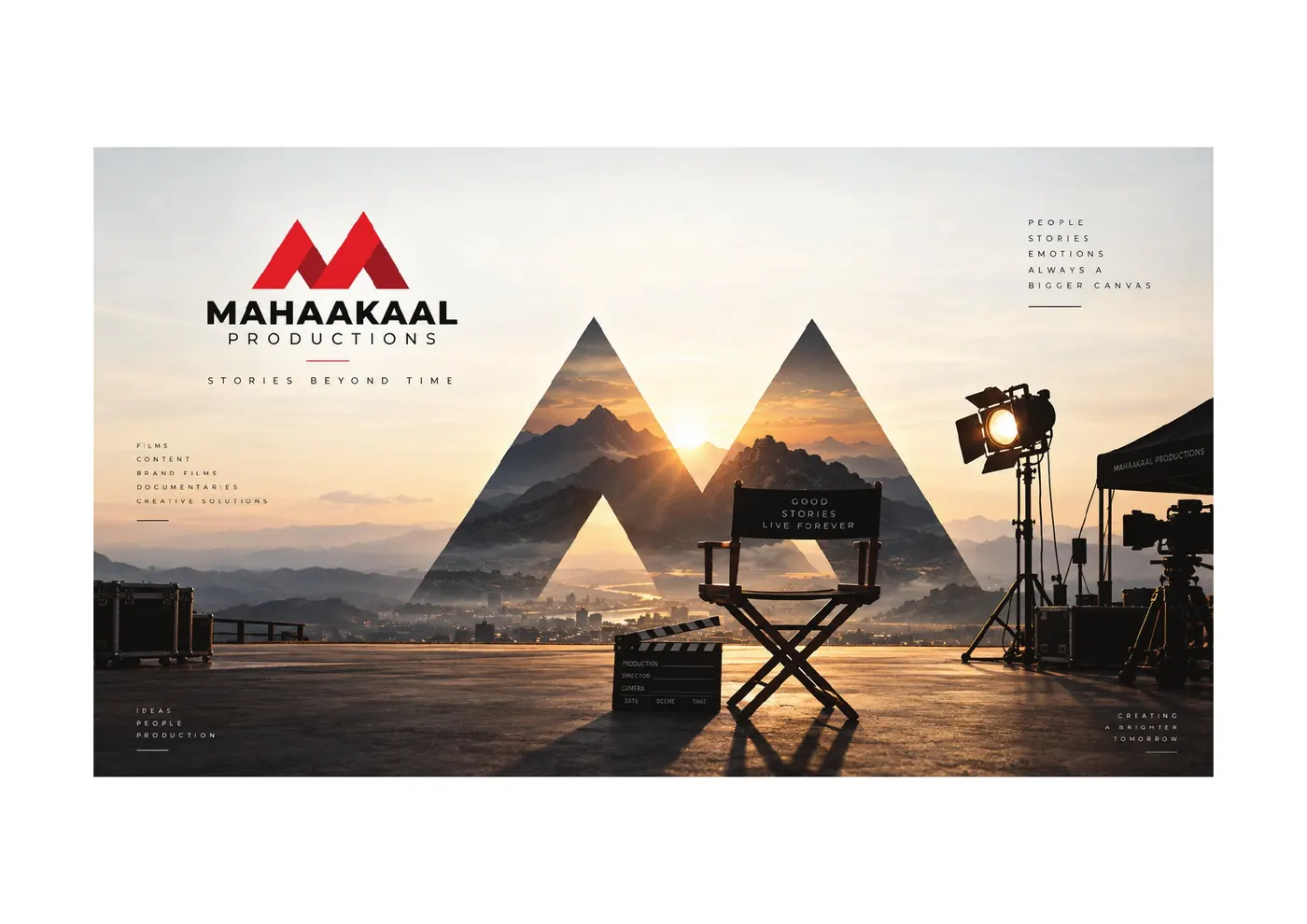 Logo with a film set at sunset
