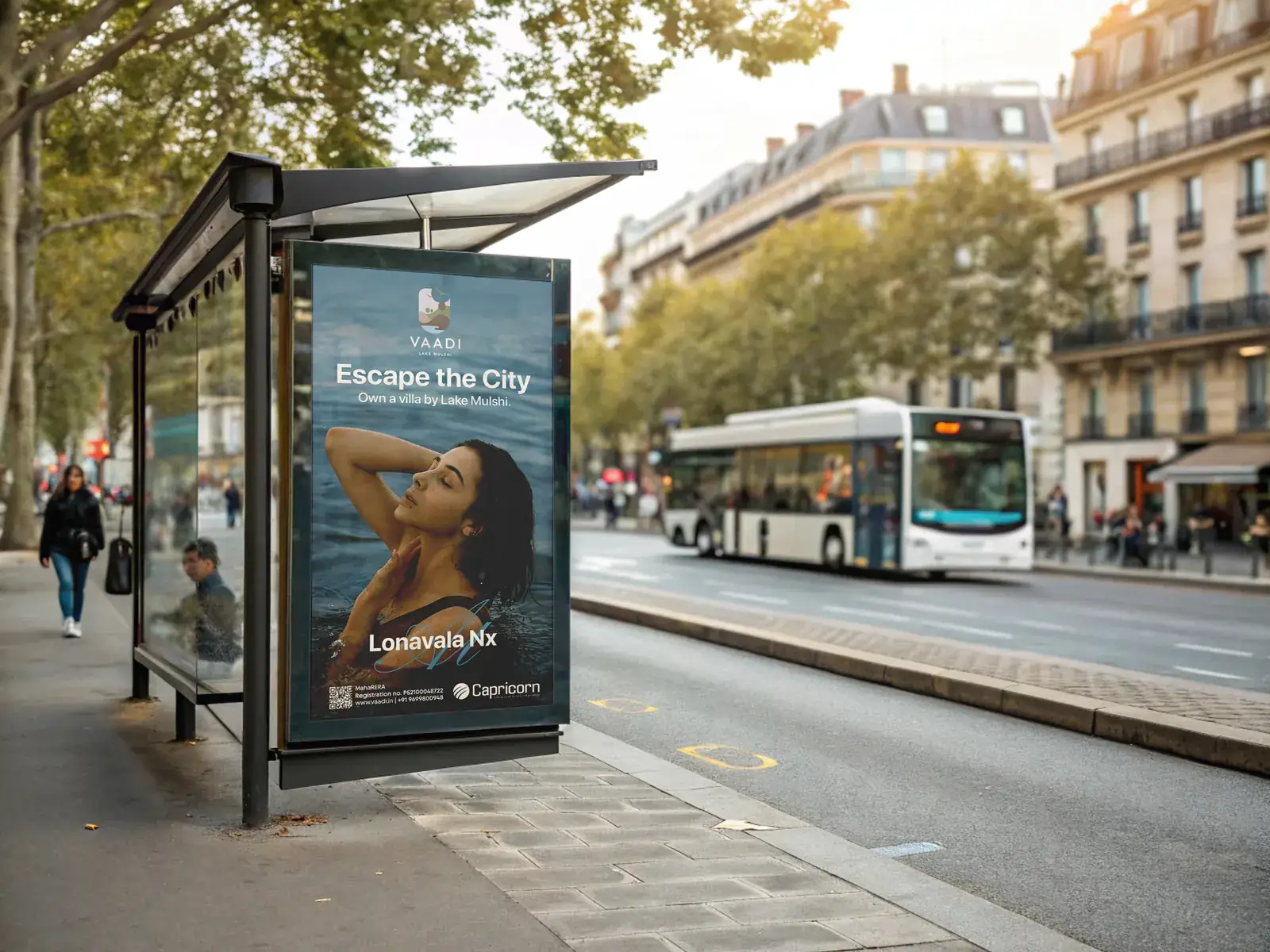 Vaadi bus shelter ad: Escape the city