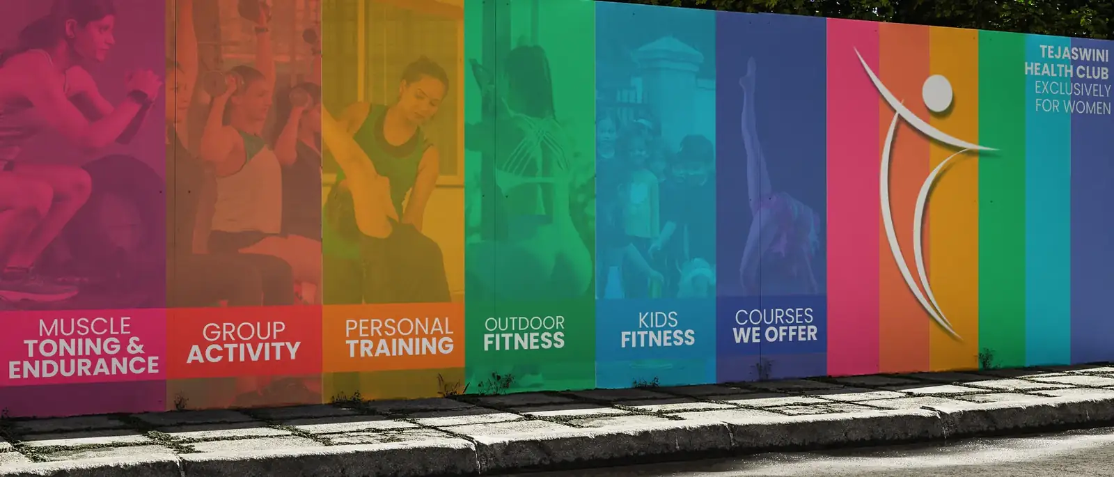 Tejaswini Health Club colourful wall branding