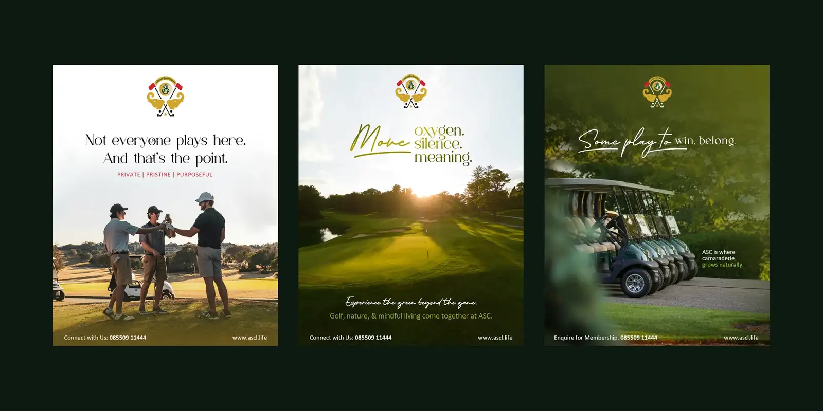 Three ASC golf club membership ads