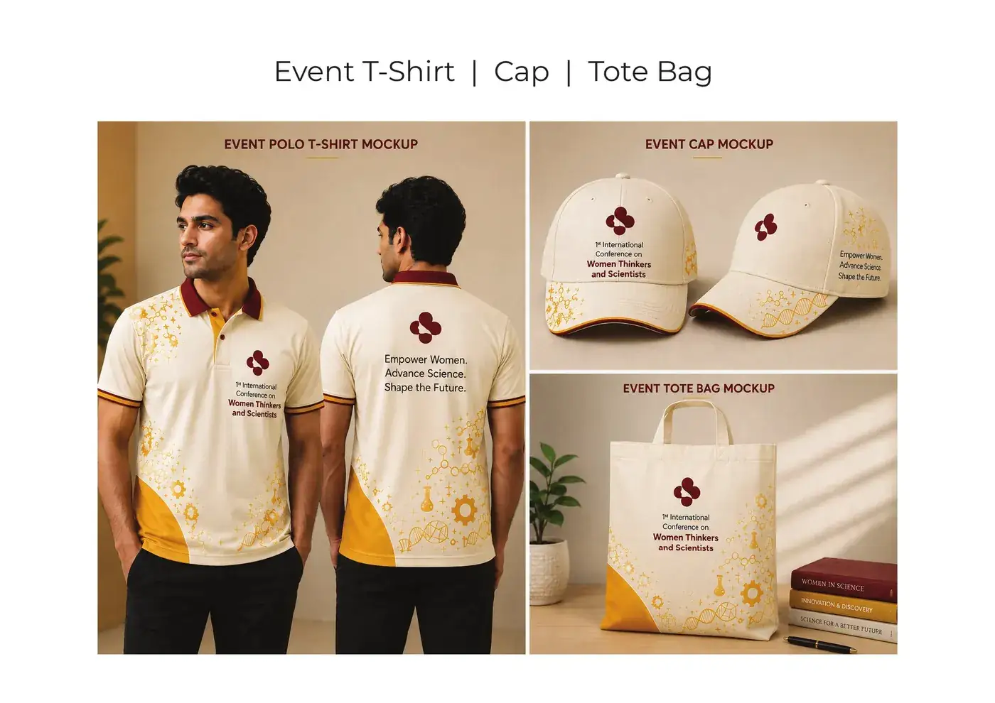 T-shirt, cap and tote bag