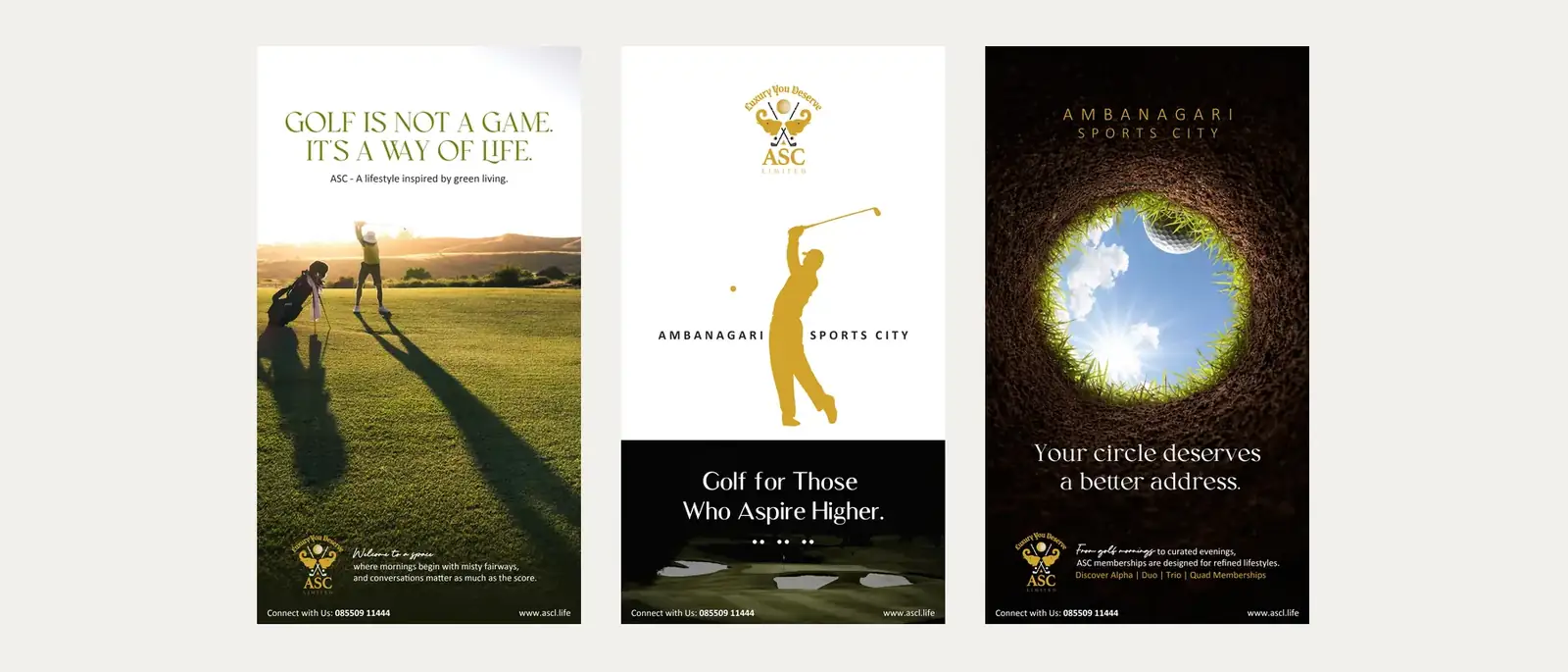 Three ASC story-size ads